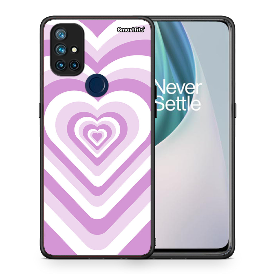 Θήκη OnePlus Nord N10 5G Lilac Hearts από τη Smartfits με σχέδιο στο πίσω μέρος και μαύρο περίβλημα | OnePlus Nord N10 5G Lilac Hearts case with colorful back and black bezels