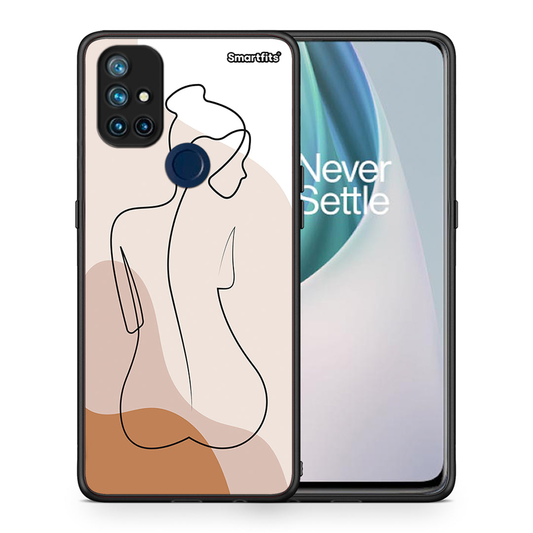 Θήκη OnePlus Nord N10 5G LineArt Woman από τη Smartfits με σχέδιο στο πίσω μέρος και μαύρο περίβλημα | OnePlus Nord N10 5G LineArt Woman case with colorful back and black bezels