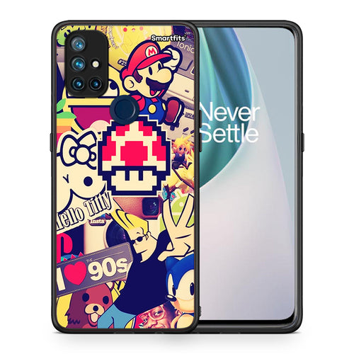 Θήκη OnePlus Nord N10 5G Love The 90s από τη Smartfits με σχέδιο στο πίσω μέρος και μαύρο περίβλημα | OnePlus Nord N10 5G Love The 90s case with colorful back and black bezels