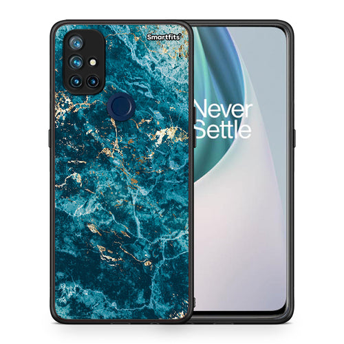 Θήκη OnePlus Nord N10 5G Marble Blue από τη Smartfits με σχέδιο στο πίσω μέρος και μαύρο περίβλημα | OnePlus Nord N10 5G Marble Blue case with colorful back and black bezels