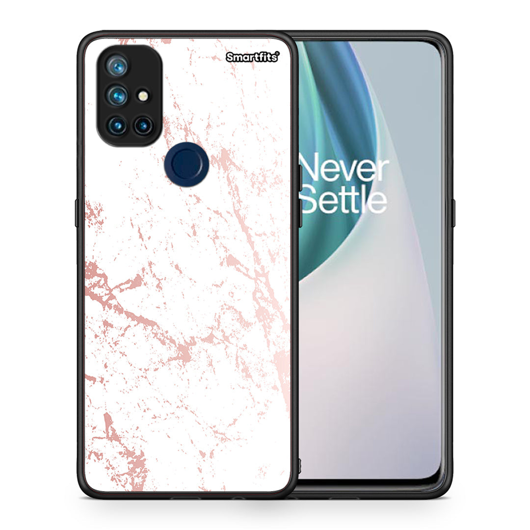 Θήκη OnePlus Nord N10 5G Pink Splash Marble από τη Smartfits με σχέδιο στο πίσω μέρος και μαύρο περίβλημα | OnePlus Nord N10 5G Pink Splash Marble case with colorful back and black bezels