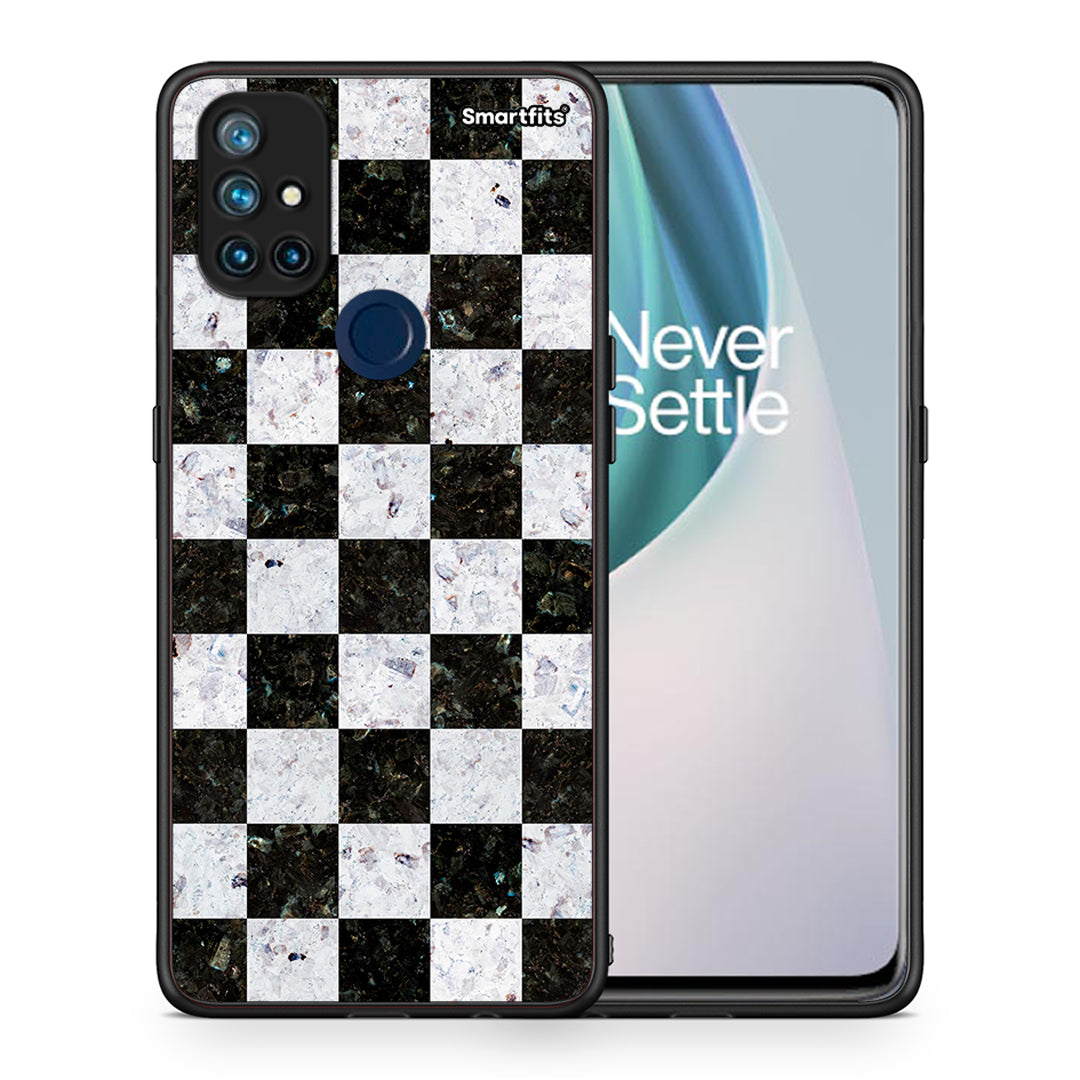 Θήκη OnePlus Nord N10 5G Square Geometric Marble από τη Smartfits με σχέδιο στο πίσω μέρος και μαύρο περίβλημα | OnePlus Nord N10 5G Square Geometric Marble case with colorful back and black bezels