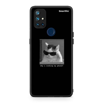OnePlus Nord N10 5G Meme Cat θήκη από τη Smartfits με σχέδιο στο πίσω μέρος και μαύρο περίβλημα | Smartphone case with colorful back and black bezels by Smartfits
