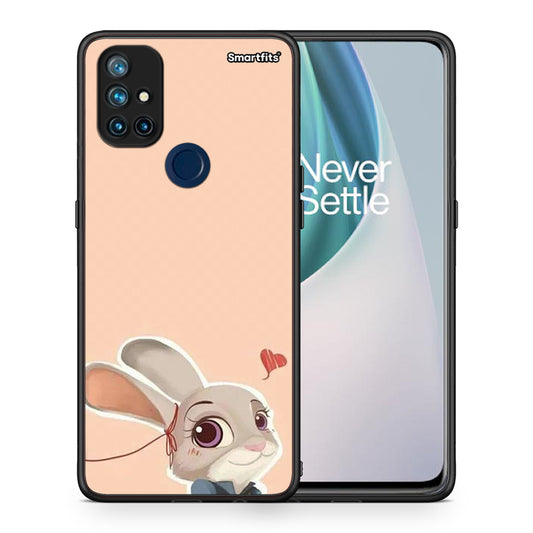 Θήκη OnePlus Nord N10 5G Nick Wilde And Judy Hopps Love 2 από τη Smartfits με σχέδιο στο πίσω μέρος και μαύρο περίβλημα | OnePlus Nord N10 5G Nick Wilde And Judy Hopps Love 2 case with colorful back and black bezels