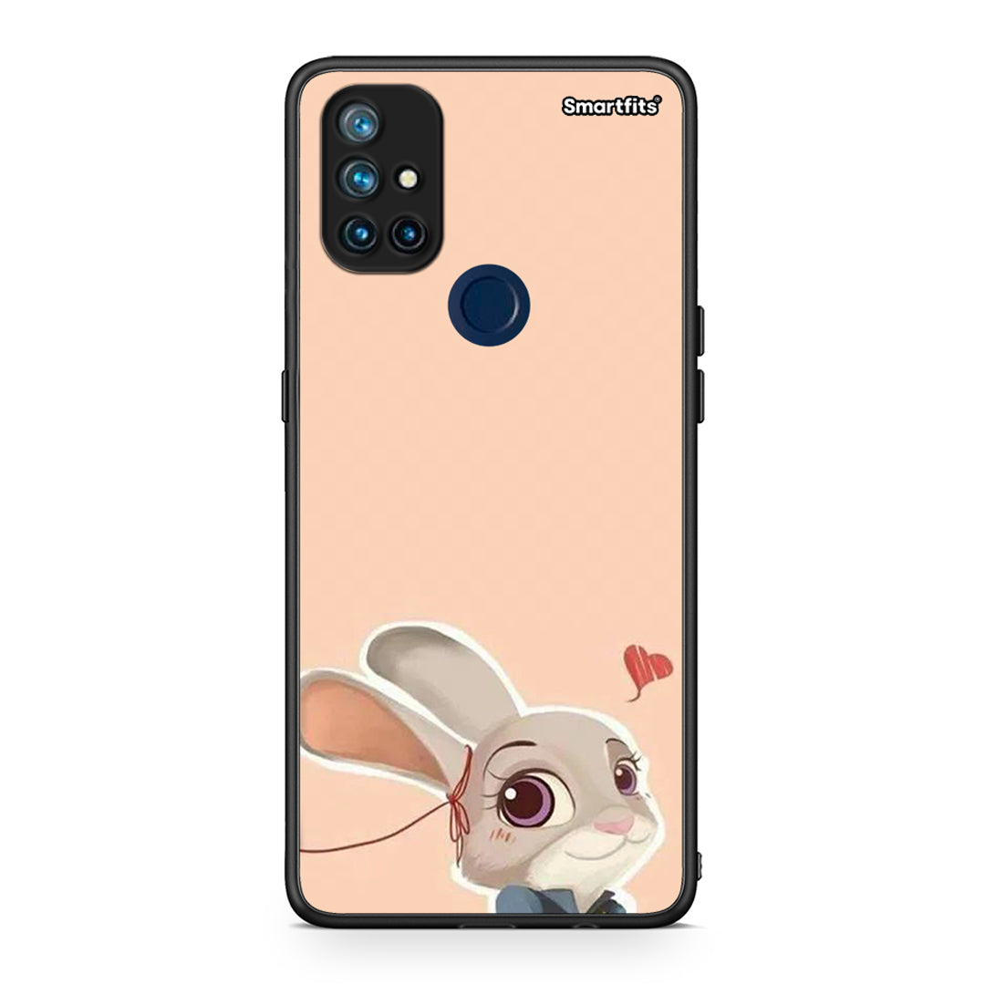 OnePlus Nord N10 5G Nick Wilde And Judy Hopps Love 2 θήκη από τη Smartfits με σχέδιο στο πίσω μέρος και μαύρο περίβλημα | Smartphone case with colorful back and black bezels by Smartfits