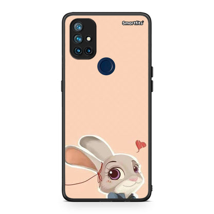 OnePlus Nord N10 5G Nick Wilde And Judy Hopps Love 2 θήκη από τη Smartfits με σχέδιο στο πίσω μέρος και μαύρο περίβλημα | Smartphone case with colorful back and black bezels by Smartfits