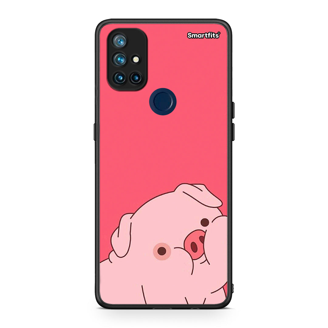 OnePlus Nord N10 5G Pig Love 1 Θήκη Αγίου Βαλεντίνου από τη Smartfits με σχέδιο στο πίσω μέρος και μαύρο περίβλημα | Smartphone case with colorful back and black bezels by Smartfits