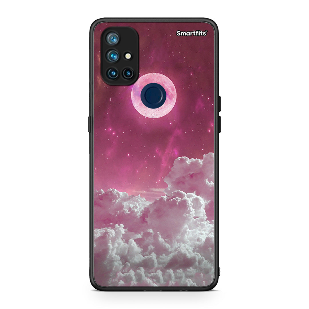 OnePlus Nord N10 5G Pink Moon Θήκη από τη Smartfits με σχέδιο στο πίσω μέρος και μαύρο περίβλημα | Smartphone case with colorful back and black bezels by Smartfits