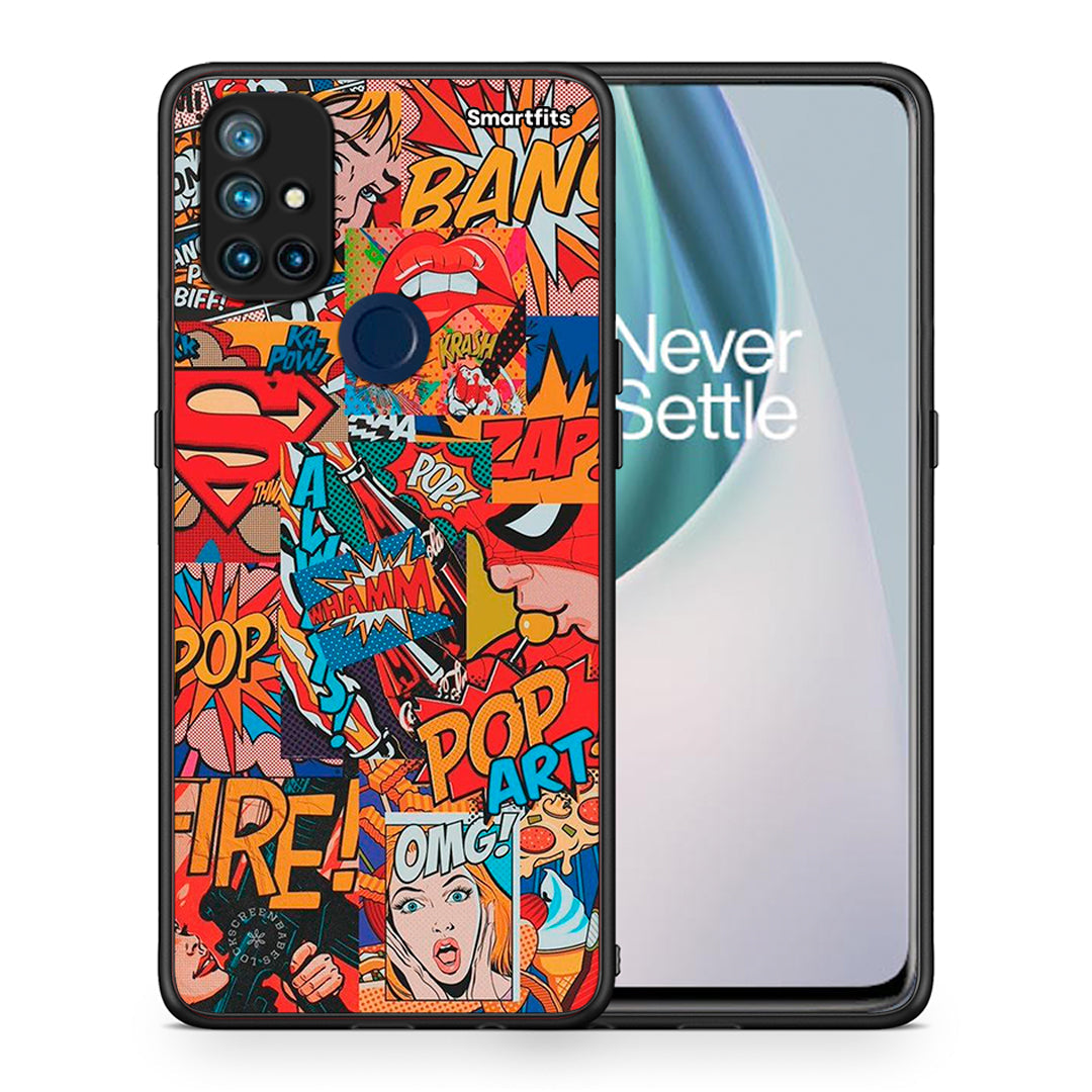 Θήκη OnePlus Nord N10 5G PopArt OMG από τη Smartfits με σχέδιο στο πίσω μέρος και μαύρο περίβλημα | OnePlus Nord N10 5G PopArt OMG case with colorful back and black bezels