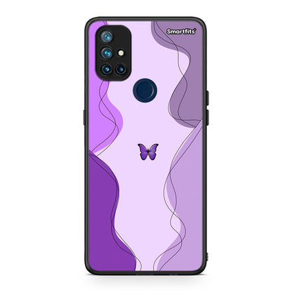 OnePlus Nord N10 5G Purple Mariposa Θήκη Αγίου Βαλεντίνου από τη Smartfits με σχέδιο στο πίσω μέρος και μαύρο περίβλημα | Smartphone case with colorful back and black bezels by Smartfits
