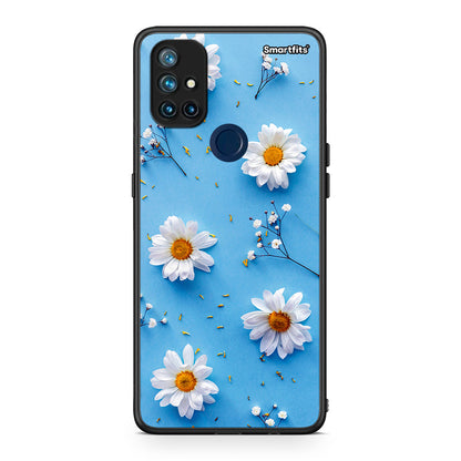 OnePlus Nord N10 5G Real Daisies θήκη από τη Smartfits με σχέδιο στο πίσω μέρος και μαύρο περίβλημα | Smartphone case with colorful back and black bezels by Smartfits