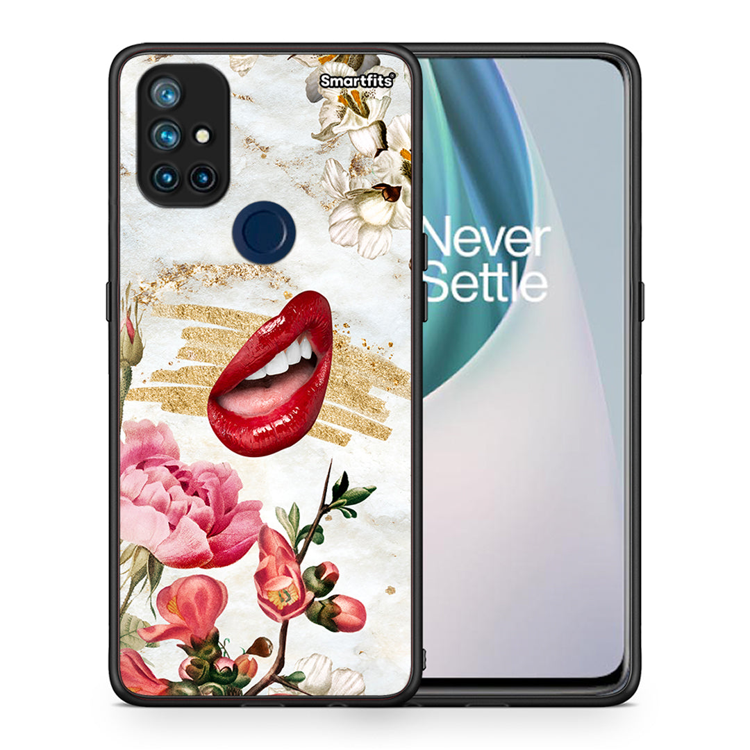 Θήκη OnePlus Nord N10 5G Red Lips από τη Smartfits με σχέδιο στο πίσω μέρος και μαύρο περίβλημα | OnePlus Nord N10 5G Red Lips case with colorful back and black bezels