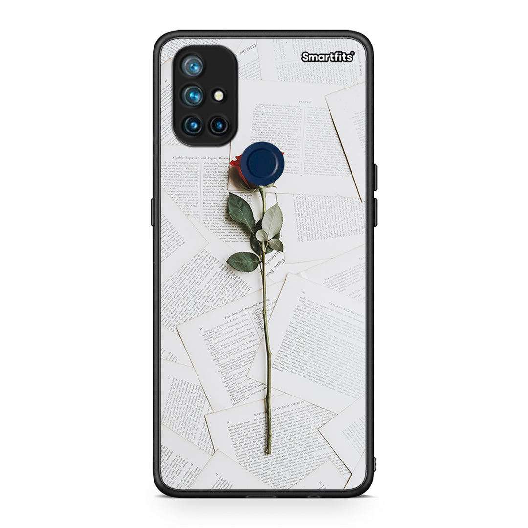 OnePlus Nord N10 5G Red Rose θήκη από τη Smartfits με σχέδιο στο πίσω μέρος και μαύρο περίβλημα | Smartphone case with colorful back and black bezels by Smartfits