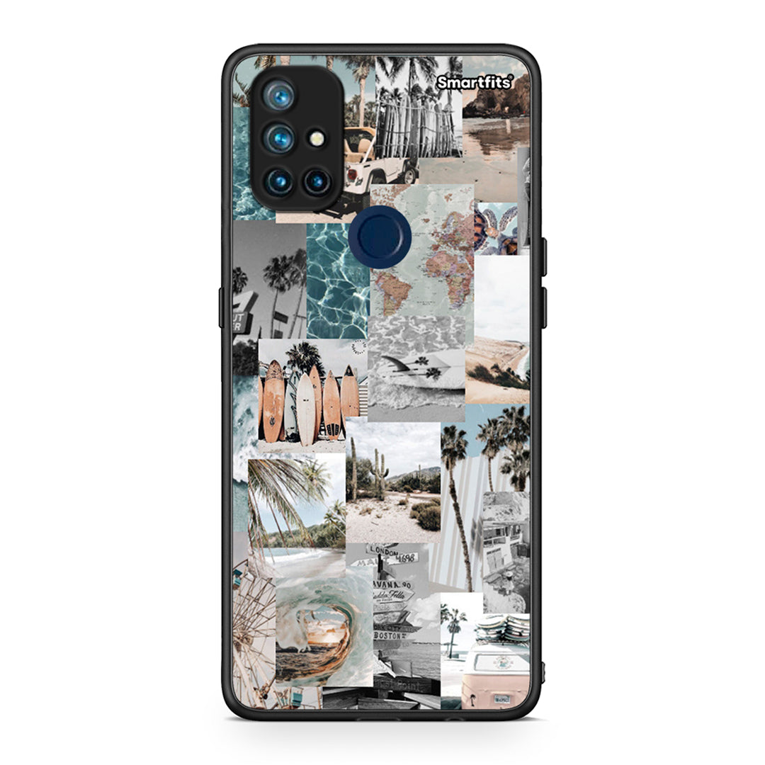 OnePlus Nord N10 5G Retro Beach Life Θήκη από τη Smartfits με σχέδιο στο πίσω μέρος και μαύρο περίβλημα | Smartphone case with colorful back and black bezels by Smartfits