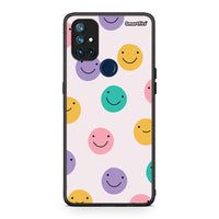 Thumbnail for OnePlus Nord N10 5G Smiley Faces θήκη από τη Smartfits με σχέδιο στο πίσω μέρος και μαύρο περίβλημα | Smartphone case with colorful back and black bezels by Smartfits