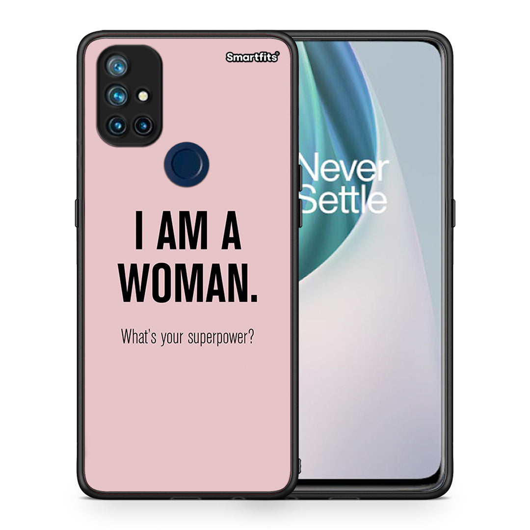 Θήκη OnePlus Nord N10 5G Superpower Woman από τη Smartfits με σχέδιο στο πίσω μέρος και μαύρο περίβλημα | OnePlus Nord N10 5G Superpower Woman case with colorful back and black bezels