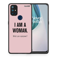 Thumbnail for Θήκη OnePlus Nord N10 5G Superpower Woman από τη Smartfits με σχέδιο στο πίσω μέρος και μαύρο περίβλημα | OnePlus Nord N10 5G Superpower Woman case with colorful back and black bezels