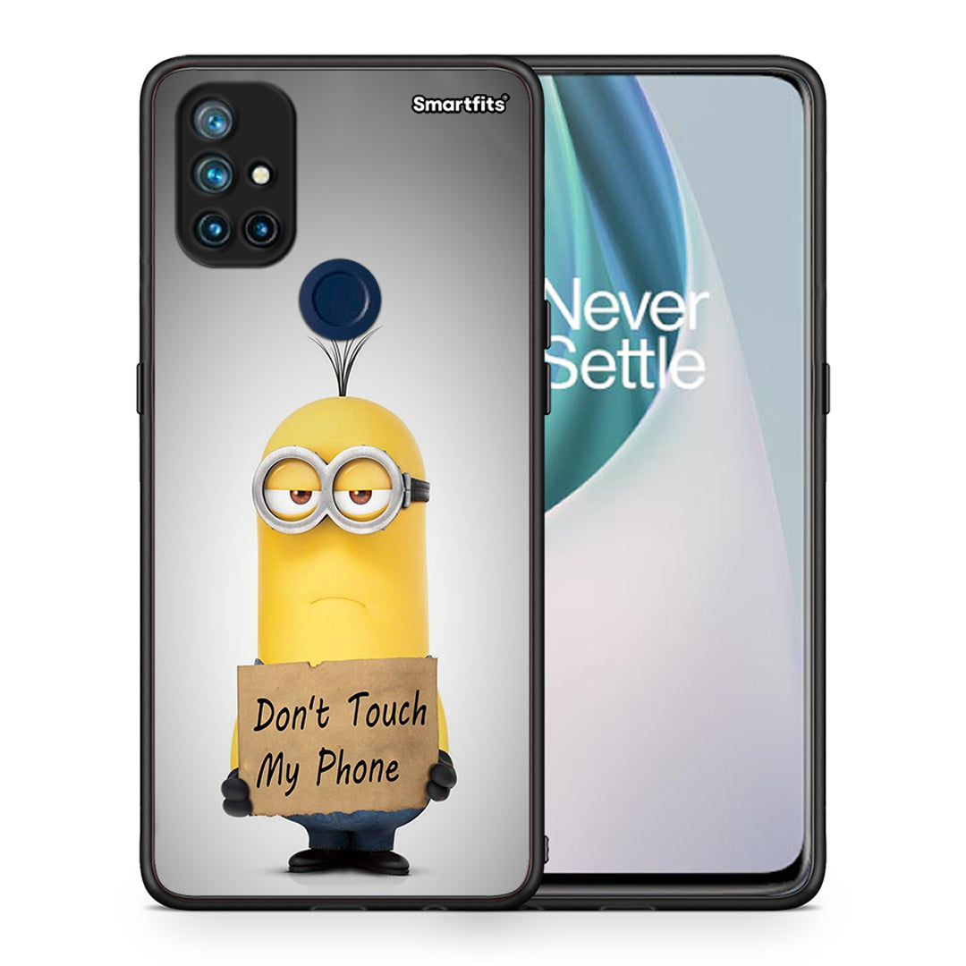 Θήκη OnePlus Nord N10 5G Minion Text από τη Smartfits με σχέδιο στο πίσω μέρος και μαύρο περίβλημα | OnePlus Nord N10 5G Minion Text case with colorful back and black bezels