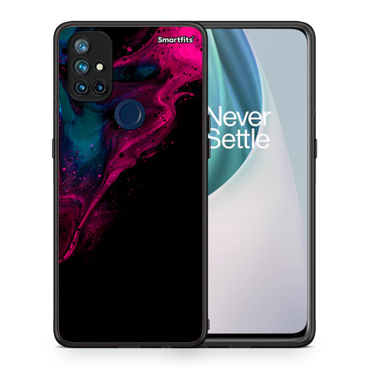 Θήκη OnePlus Nord N10 5G Pink Black Watercolor από τη Smartfits με σχέδιο στο πίσω μέρος και μαύρο περίβλημα | OnePlus Nord N10 5G Pink Black Watercolor case with colorful back and black bezels