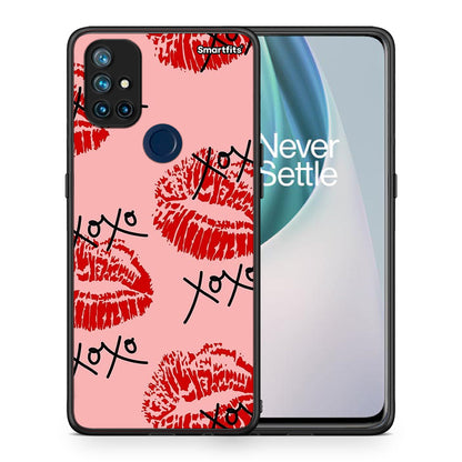 Θήκη OnePlus Nord N10 5G XOXO Lips από τη Smartfits με σχέδιο στο πίσω μέρος και μαύρο περίβλημα | OnePlus Nord N10 5G XOXO Lips case with colorful back and black bezels