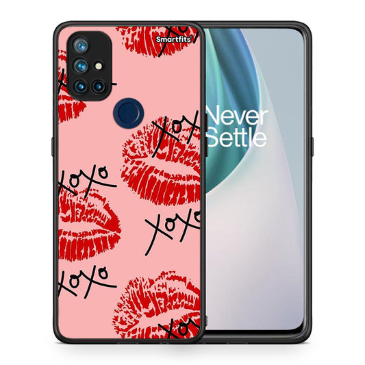 Θήκη OnePlus Nord N10 5G XOXO Lips από τη Smartfits με σχέδιο στο πίσω μέρος και μαύρο περίβλημα | OnePlus Nord N10 5G XOXO Lips case with colorful back and black bezels