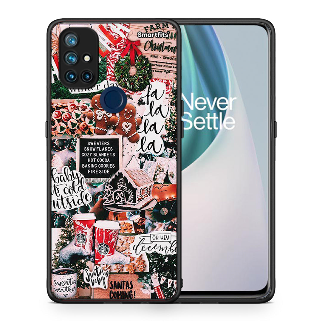 Θήκη OnePlus Nord N10 5G Xmas Habbits από τη Smartfits με σχέδιο στο πίσω μέρος και μαύρο περίβλημα | OnePlus Nord N10 5G Xmas Habbits case with colorful back and black bezels