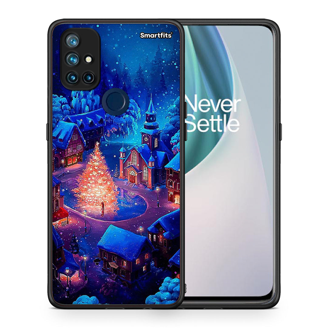 Θήκη OnePlus Nord N10 5G Xmas Village από τη Smartfits με σχέδιο στο πίσω μέρος και μαύρο περίβλημα | OnePlus Nord N10 5G Xmas Village case with colorful back and black bezels