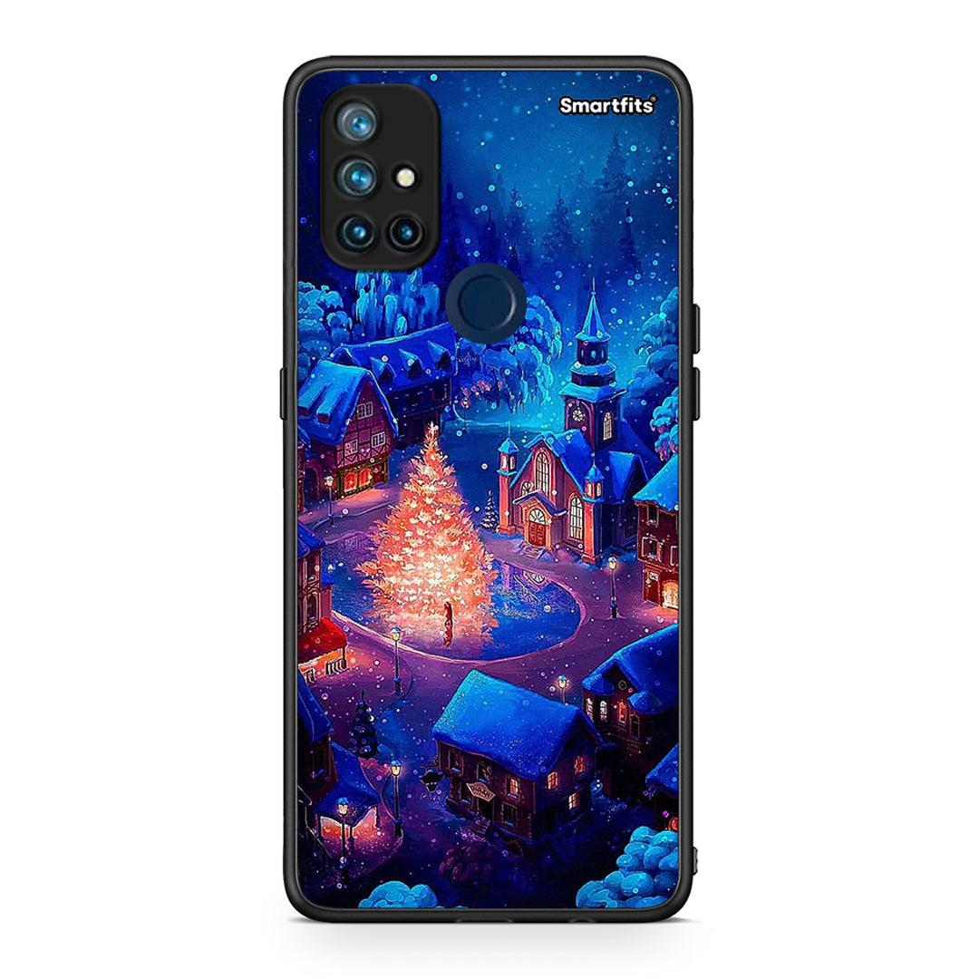 OnePlus Nord N10 5G Xmas Village θήκη από τη Smartfits με σχέδιο στο πίσω μέρος και μαύρο περίβλημα | Smartphone case with colorful back and black bezels by Smartfits