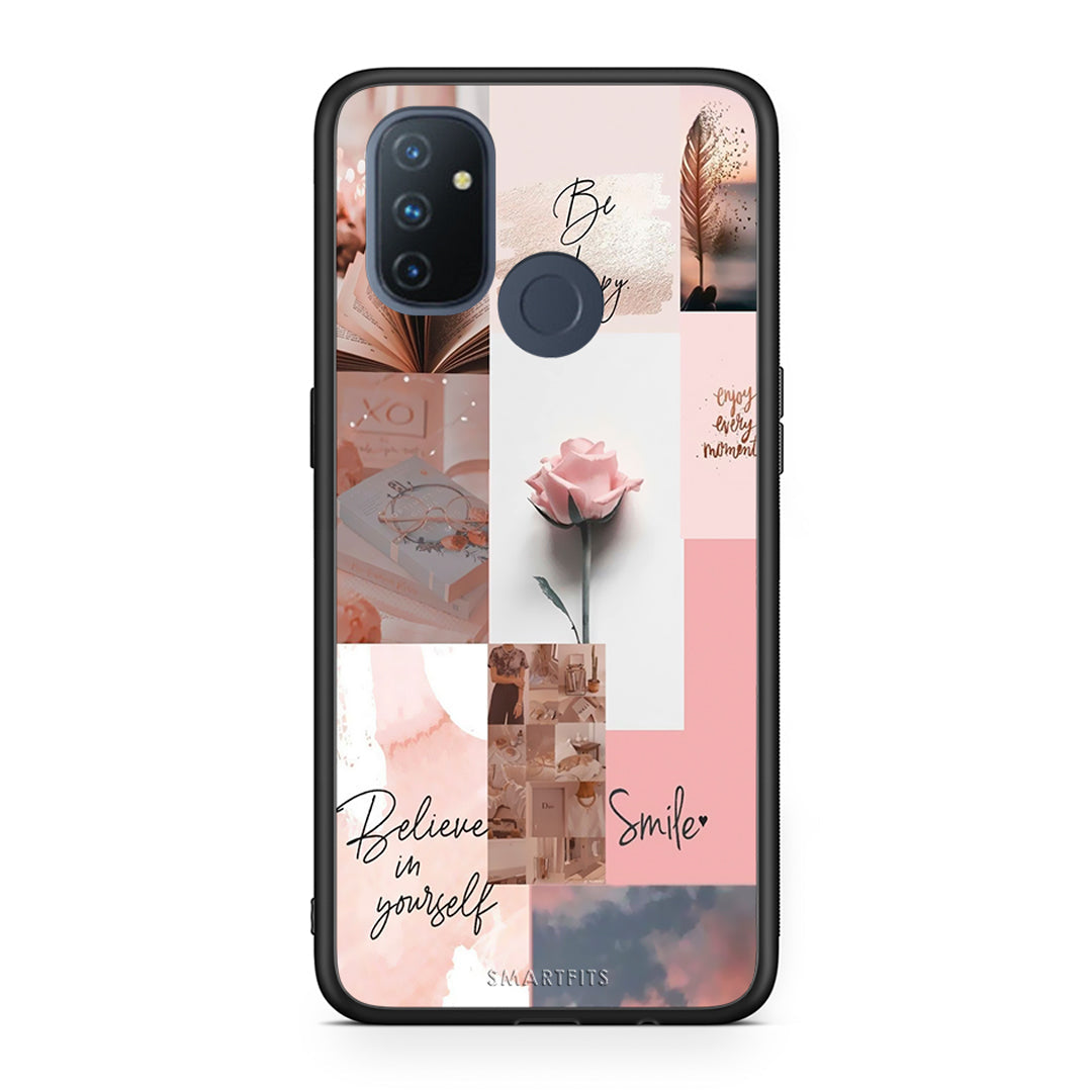 OnePlus Nord N100 Aesthetic Collage θήκη από τη Smartfits με σχέδιο στο πίσω μέρος και μαύρο περίβλημα | Smartphone case with colorful back and black bezels by Smartfits