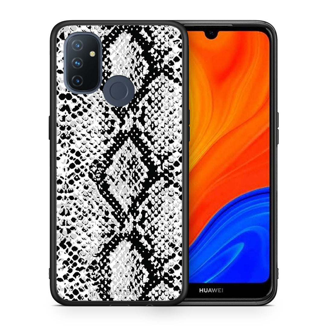 Θήκη OnePlus Nord N100 White Snake Animal από τη Smartfits με σχέδιο στο πίσω μέρος και μαύρο περίβλημα | OnePlus Nord N100 White Snake Animal case with colorful back and black bezels