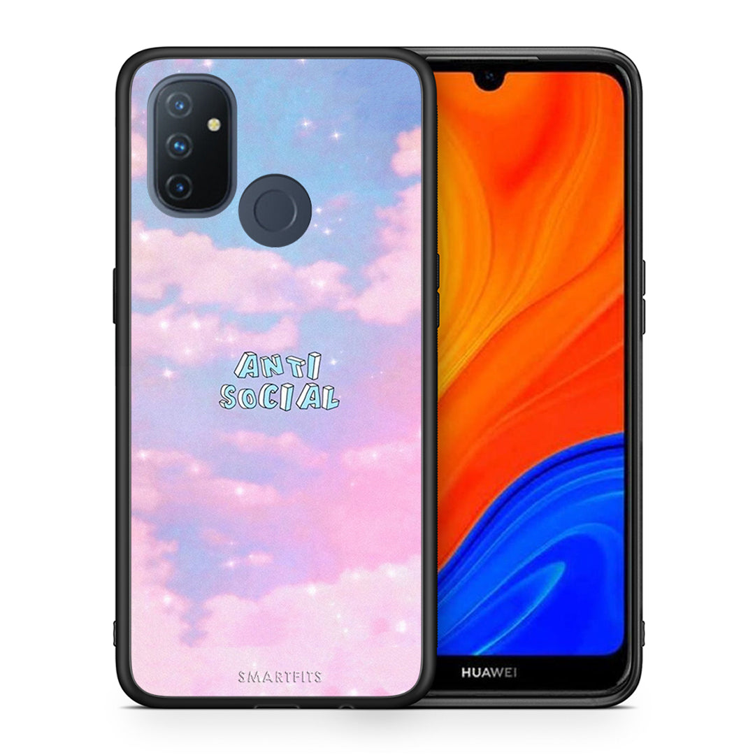 Θήκη Αγίου Βαλεντίνου OnePlus Nord N100 Anti Social από τη Smartfits με σχέδιο στο πίσω μέρος και μαύρο περίβλημα | OnePlus Nord N100 Anti Social case with colorful back and black bezels