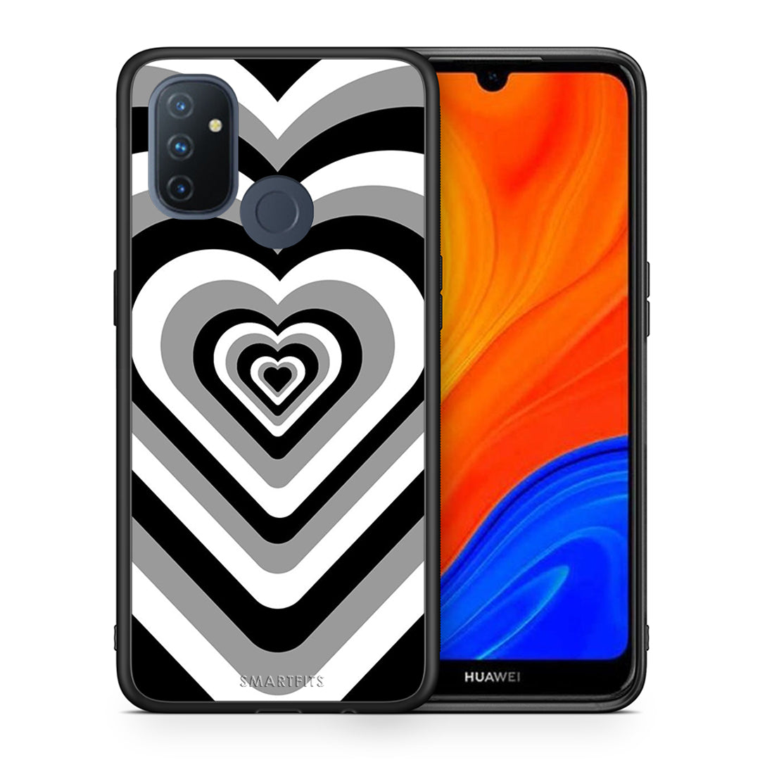Θήκη OnePlus Nord N100 Black Hearts από τη Smartfits με σχέδιο στο πίσω μέρος και μαύρο περίβλημα | OnePlus Nord N100 Black Hearts case with colorful back and black bezels