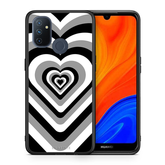 Θήκη OnePlus Nord N100 Black Hearts από τη Smartfits με σχέδιο στο πίσω μέρος και μαύρο περίβλημα | OnePlus Nord N100 Black Hearts case with colorful back and black bezels