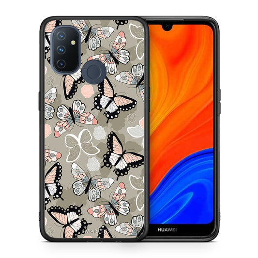 Θήκη OnePlus Nord N100 Butterflies Boho από τη Smartfits με σχέδιο στο πίσω μέρος και μαύρο περίβλημα | OnePlus Nord N100 Butterflies Boho case with colorful back and black bezels