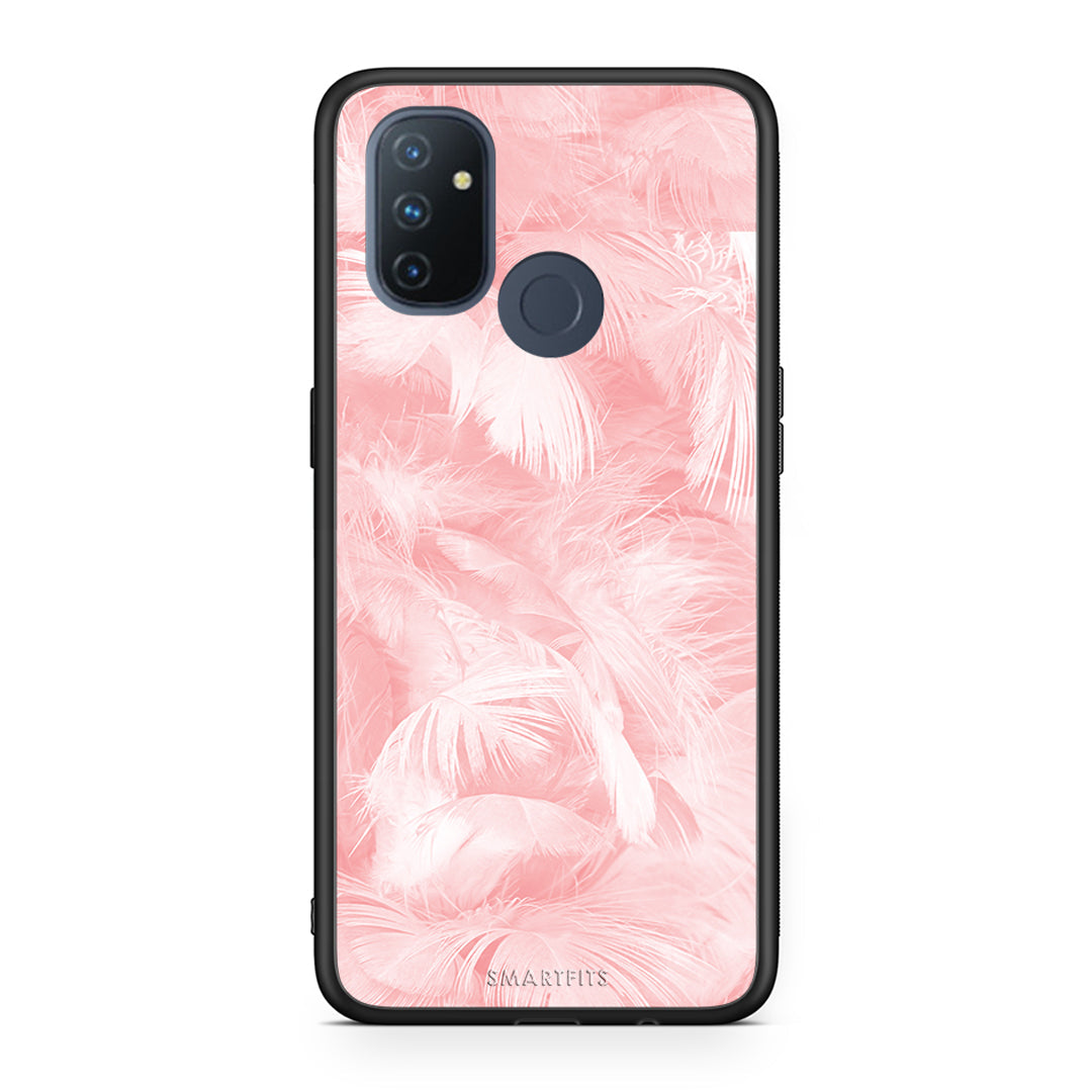33 - OnePlus Nord N100 Pink Feather Boho case, cover, bumper