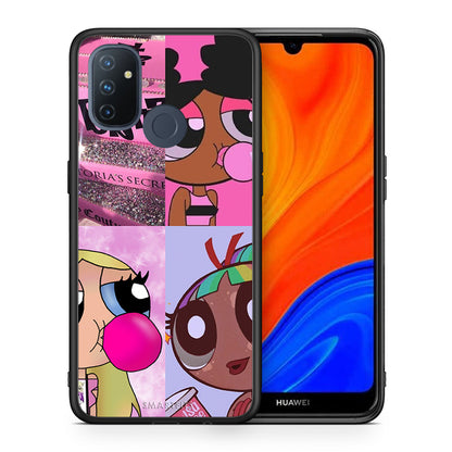 Θήκη Αγίου Βαλεντίνου OnePlus Nord N100 Bubble Girls από τη Smartfits με σχέδιο στο πίσω μέρος και μαύρο περίβλημα | OnePlus Nord N100 Bubble Girls case with colorful back and black bezels