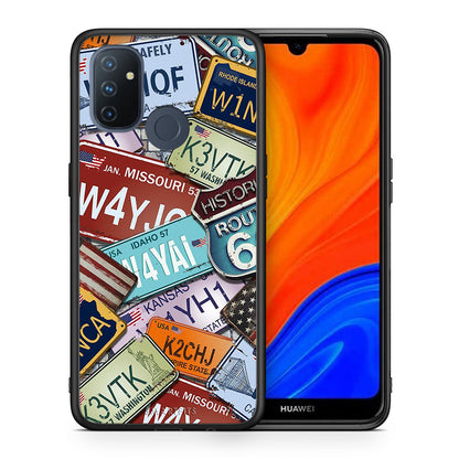 Θήκη OnePlus Nord N100 Car Plates από τη Smartfits με σχέδιο στο πίσω μέρος και μαύρο περίβλημα | OnePlus Nord N100 Car Plates case with colorful back and black bezels