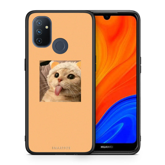 Θήκη OnePlus Nord N100 Cat Tongue από τη Smartfits με σχέδιο στο πίσω μέρος και μαύρο περίβλημα | OnePlus Nord N100 Cat Tongue case with colorful back and black bezels