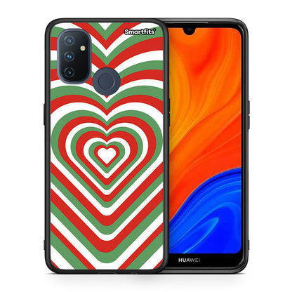 Θήκη OnePlus Nord N100 Christmas Hearts από τη Smartfits με σχέδιο στο πίσω μέρος και μαύρο περίβλημα | OnePlus Nord N100 Christmas Hearts case with colorful back and black bezels