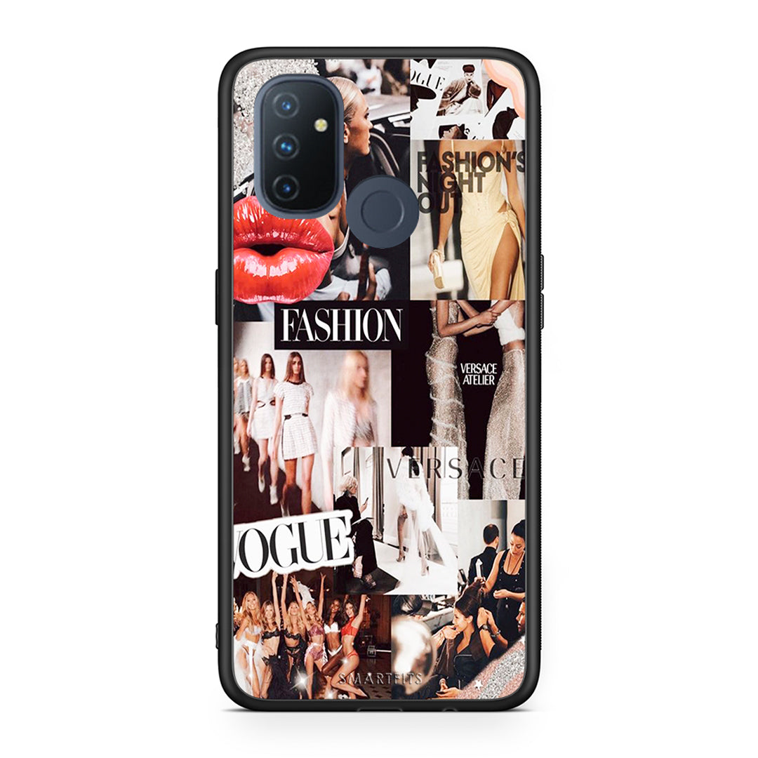 OnePlus Nord N100 Collage Fashion Θήκη Αγίου Βαλεντίνου από τη Smartfits με σχέδιο στο πίσω μέρος και μαύρο περίβλημα | Smartphone case with colorful back and black bezels by Smartfits