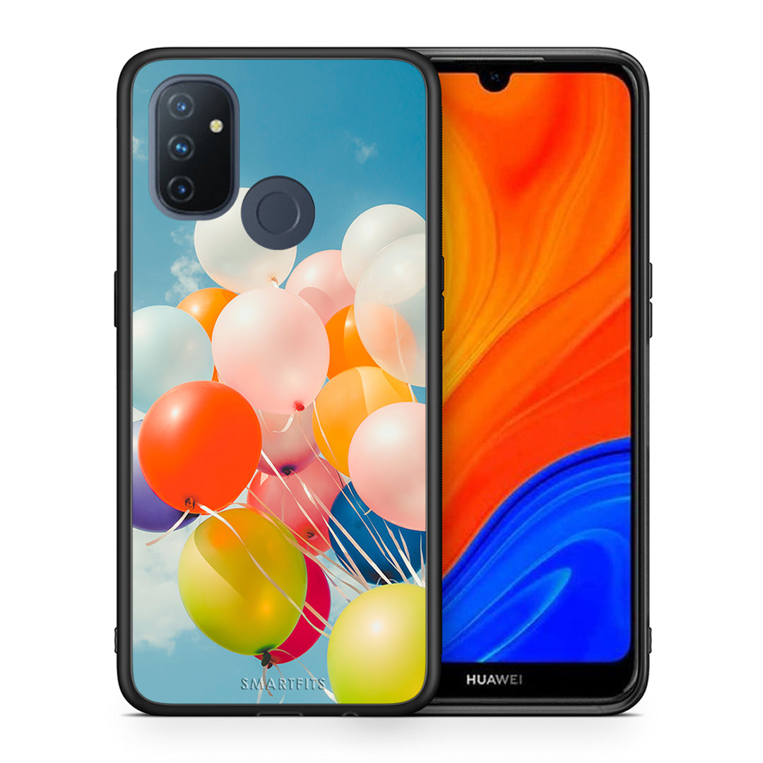 Θήκη OnePlus Nord N100 Colorful Balloons από τη Smartfits με σχέδιο στο πίσω μέρος και μαύρο περίβλημα | OnePlus Nord N100 Colorful Balloons case with colorful back and black bezels