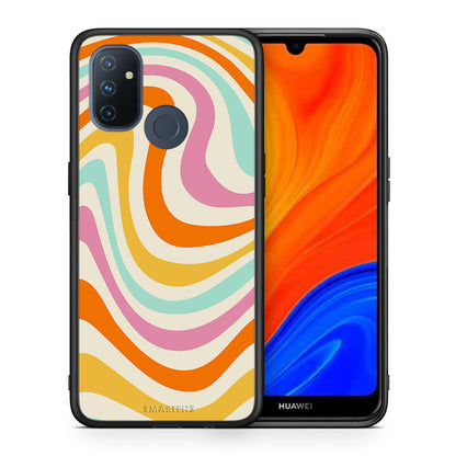 Θήκη OnePlus Nord N100 Colourful Waves από τη Smartfits με σχέδιο στο πίσω μέρος και μαύρο περίβλημα | OnePlus Nord N100 Colourful Waves case with colorful back and black bezels