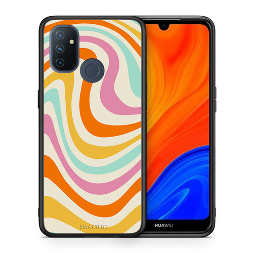 Θήκη OnePlus Nord N100 Colourful Waves από τη Smartfits με σχέδιο στο πίσω μέρος και μαύρο περίβλημα | OnePlus Nord N100 Colourful Waves case with colorful back and black bezels
