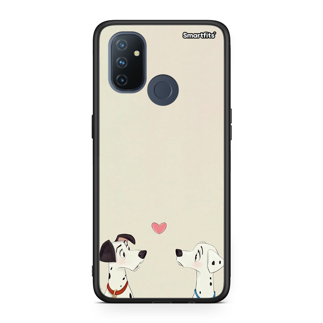 OnePlus Nord N100 Dalmatians Love θήκη από τη Smartfits με σχέδιο στο πίσω μέρος και μαύρο περίβλημα | Smartphone case with colorful back and black bezels by Smartfits
