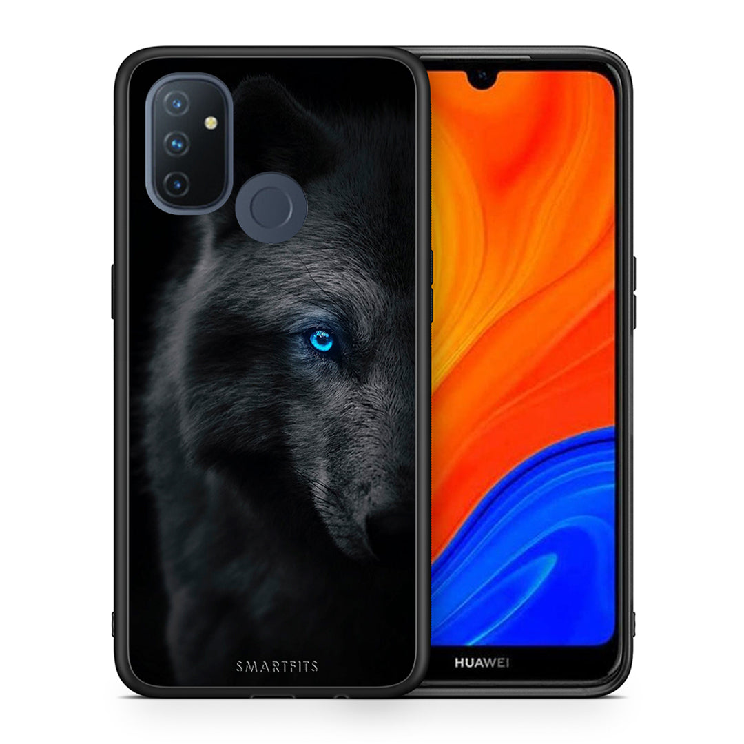Θήκη OnePlus Nord N100 Dark Wolf από τη Smartfits με σχέδιο στο πίσω μέρος και μαύρο περίβλημα | OnePlus Nord N100 Dark Wolf case with colorful back and black bezels