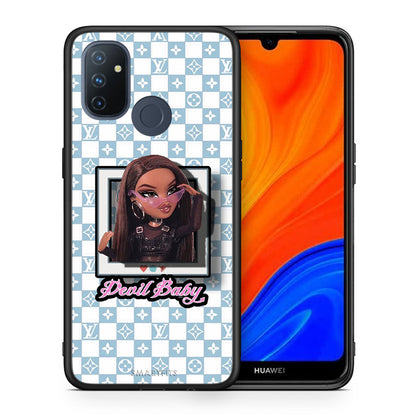 Θήκη Αγίου Βαλεντίνου OnePlus Nord N100 Devil Baby από τη Smartfits με σχέδιο στο πίσω μέρος και μαύρο περίβλημα | OnePlus Nord N100 Devil Baby case with colorful back and black bezels