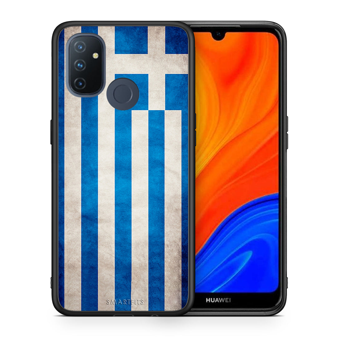 Θήκη OnePlus Nord N100 Greek Flag από τη Smartfits με σχέδιο στο πίσω μέρος και μαύρο περίβλημα | OnePlus Nord N100 Greek Flag case with colorful back and black bezels