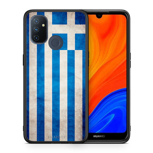Θήκη OnePlus Nord N100 Greek Flag από τη Smartfits με σχέδιο στο πίσω μέρος και μαύρο περίβλημα | OnePlus Nord N100 Greek Flag case with colorful back and black bezels
