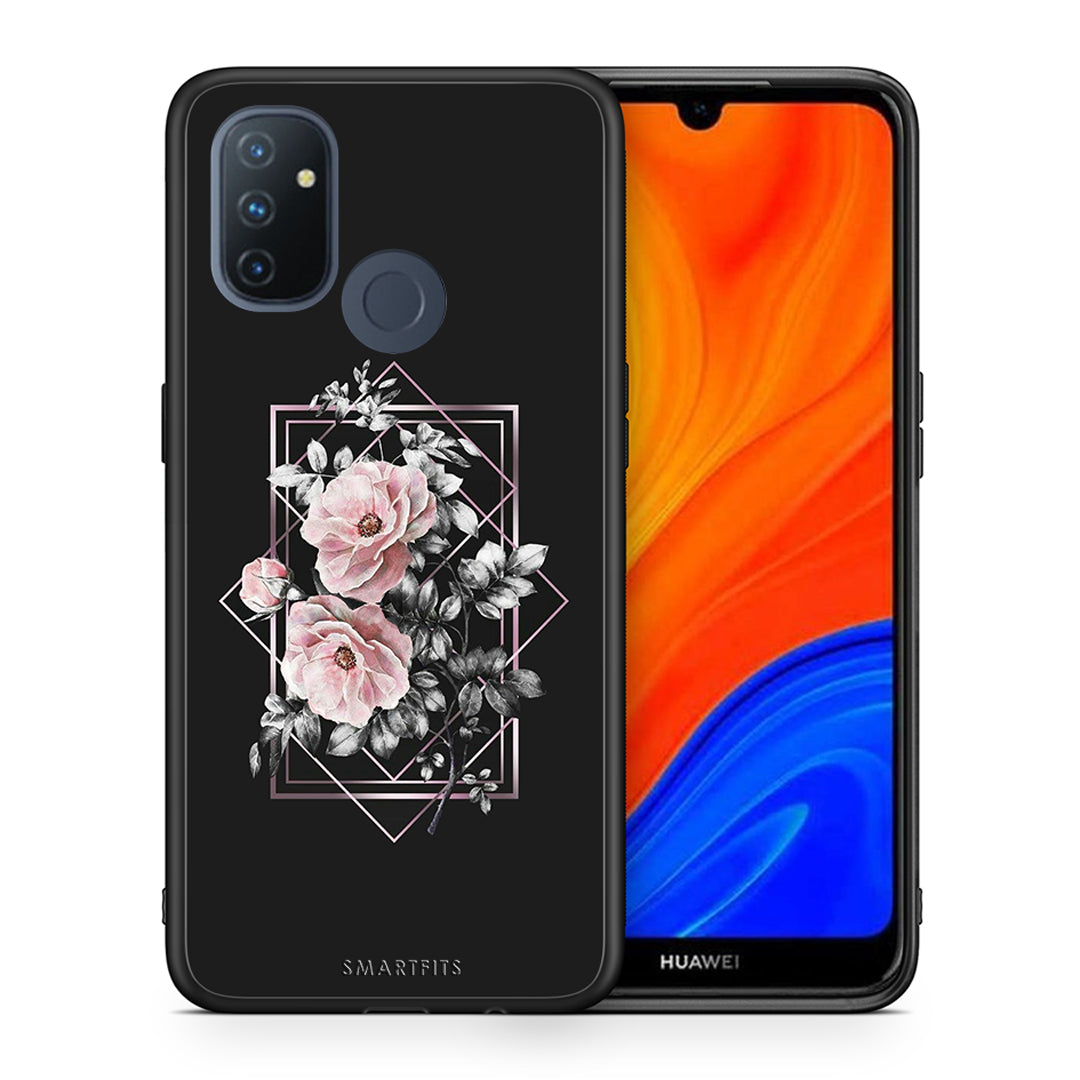 Θήκη OnePlus Nord N100 Frame Flower από τη Smartfits με σχέδιο στο πίσω μέρος και μαύρο περίβλημα | OnePlus Nord N100 Frame Flower case with colorful back and black bezels
