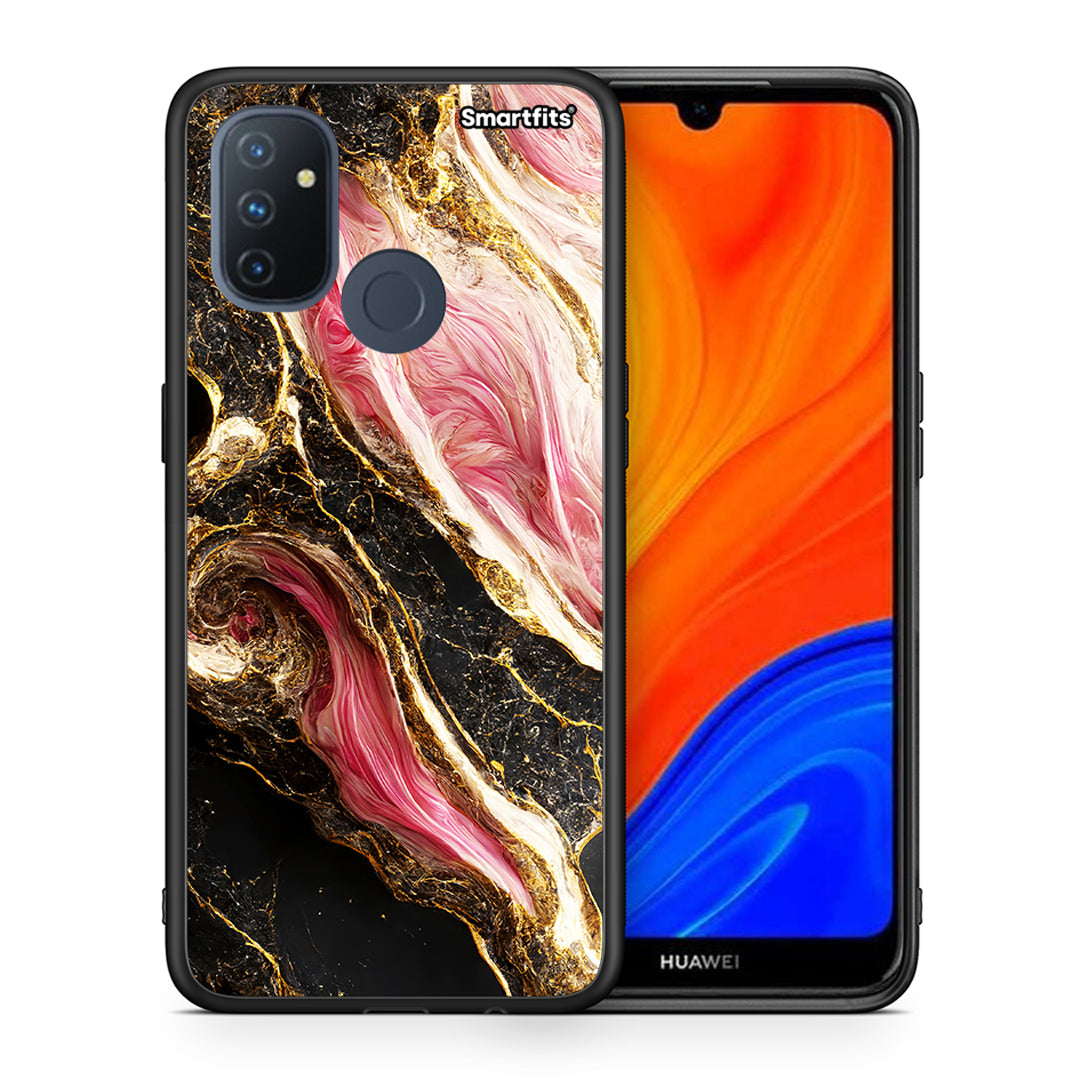 Θήκη OnePlus Nord N100 Glamorous Pink Marble από τη Smartfits με σχέδιο στο πίσω μέρος και μαύρο περίβλημα | OnePlus Nord N100 Glamorous Pink Marble case with colorful back and black bezels